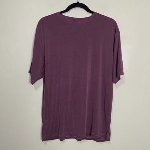 Utopia Sueded Crew Neck Shirt Sleeve Tee Shirt Purple L